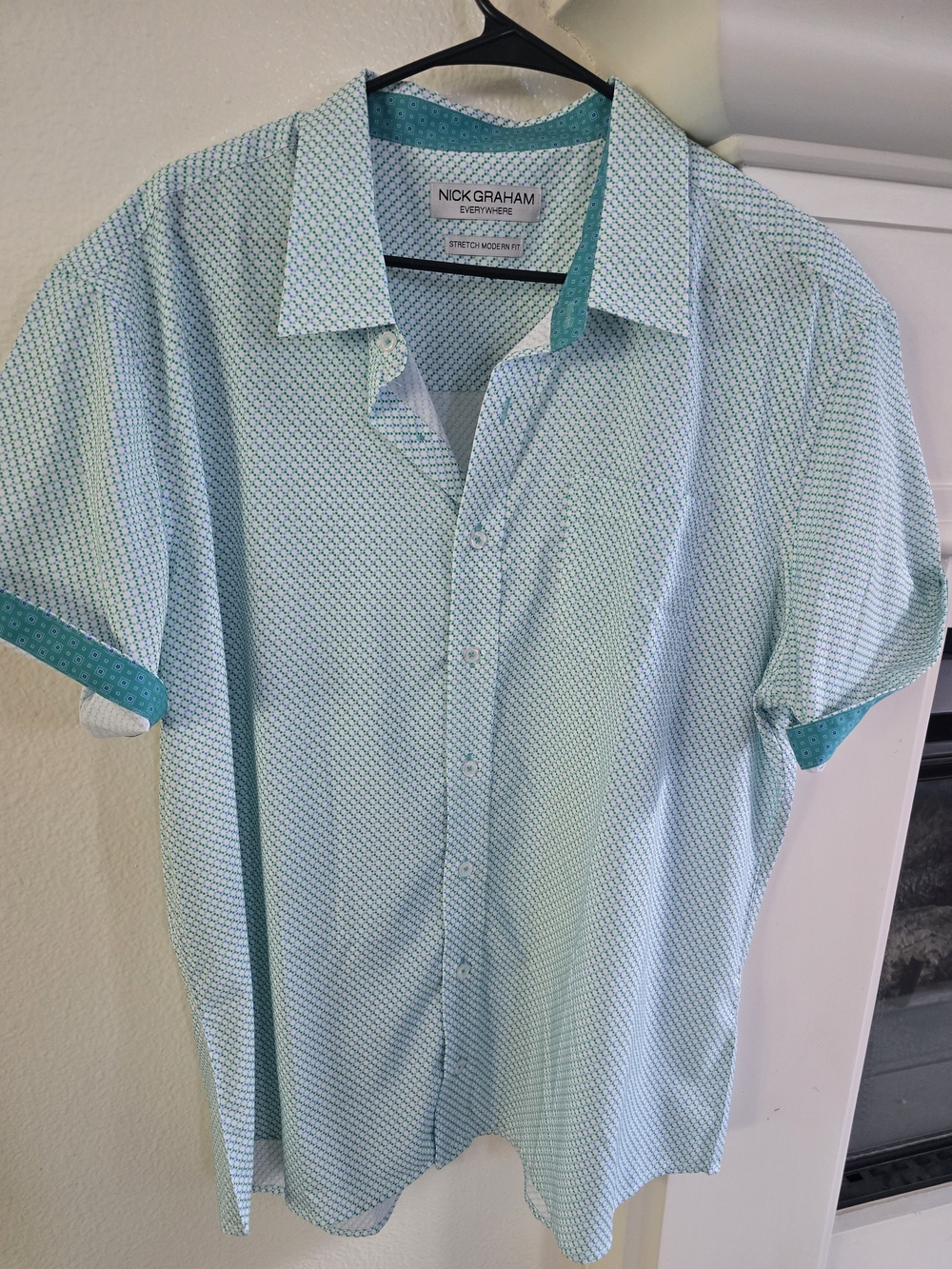 Nick Graham Men's Short-Sleeve Button-Down in Light Teal